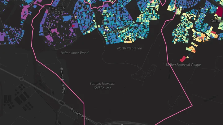 House price heatmap showing property values across Leeds