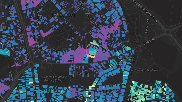 House price heatmap showing property values across Leeds