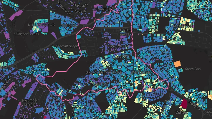 House price heatmap showing property values across Leeds