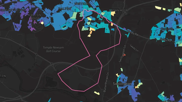 House price heatmap showing property values across Leeds