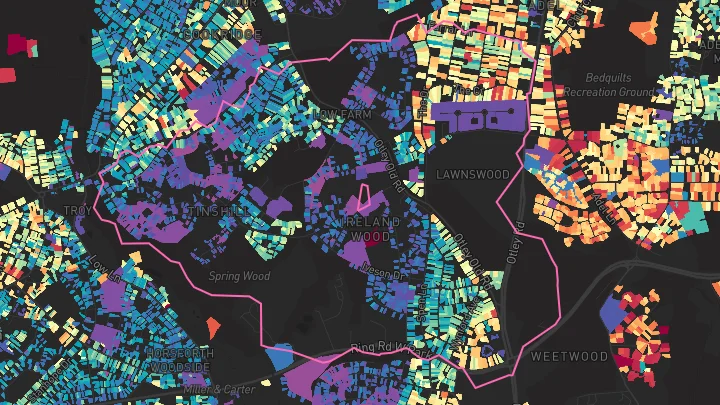 House price heatmap showing property values across Leeds