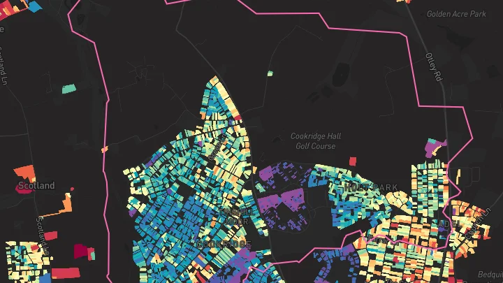 House price heatmap showing property values across Leeds