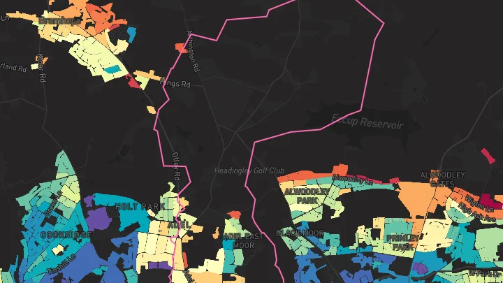 House price heatmap showing property values across Adel