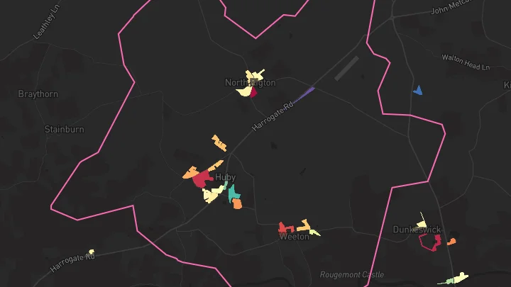 House price heatmap showing property values across Huby
