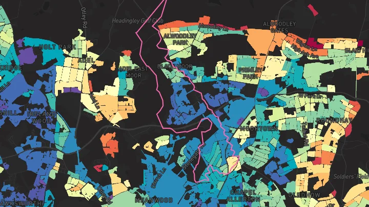 House price heatmap showing property values across Leeds