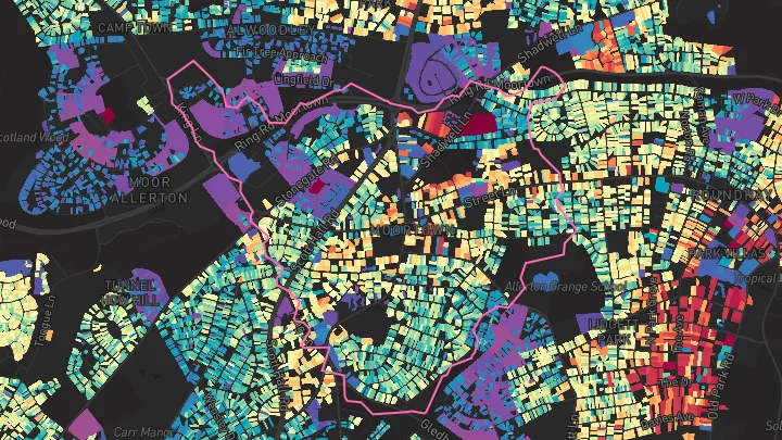 House price heatmap showing property values across Leeds