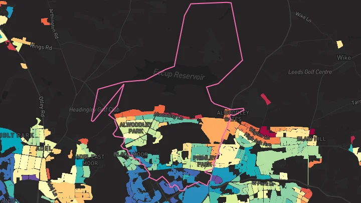 House price heatmap showing property values across Leeds