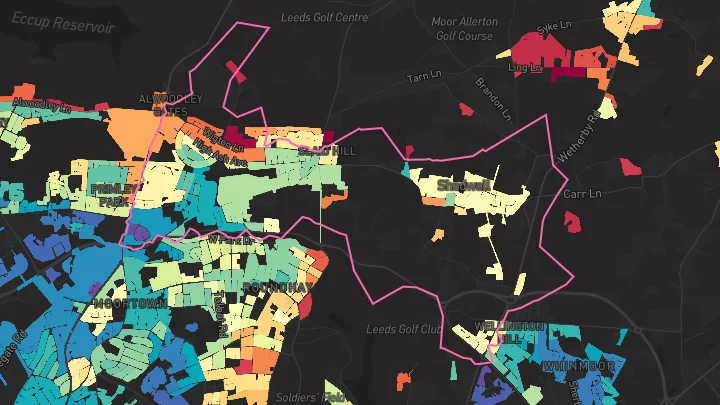 House price heatmap showing property values across Leeds