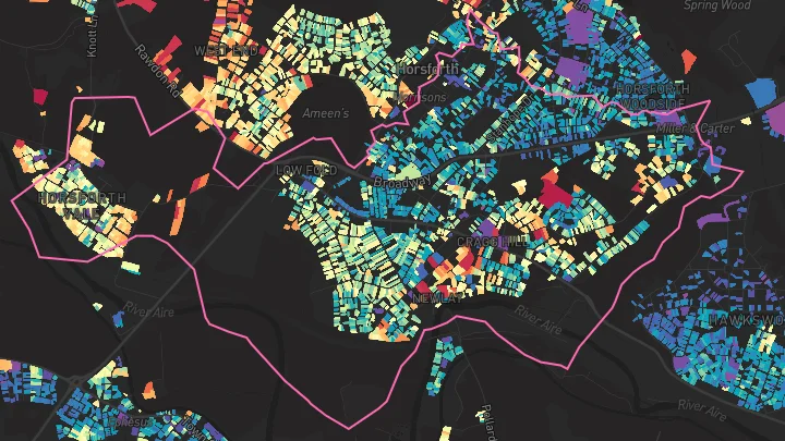 House price heatmap showing property values across Horsforth