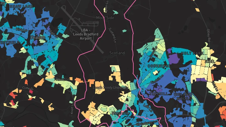 House price heatmap showing property values across Horsforth