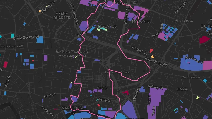 House price heatmap showing property values across Leeds