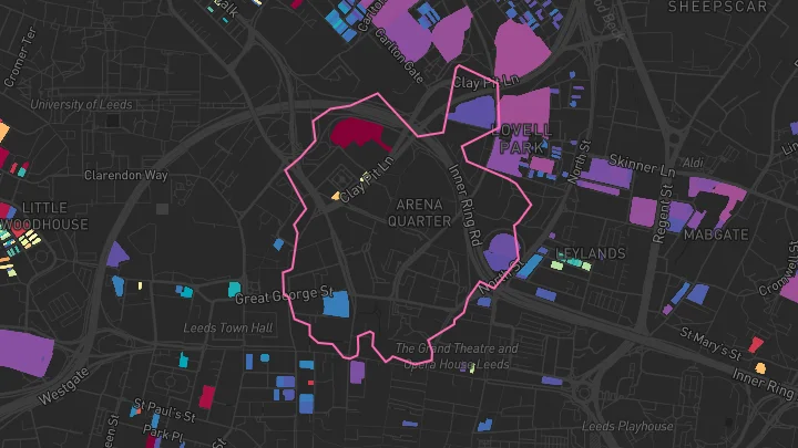 House price heatmap showing property values across Leeds
