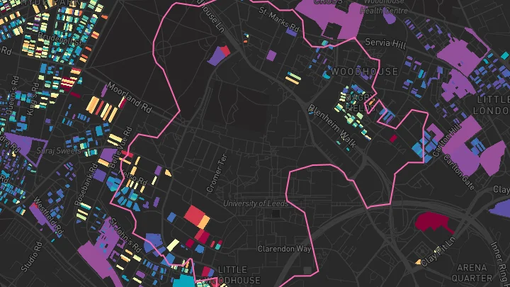 House price heatmap showing property values across Leeds