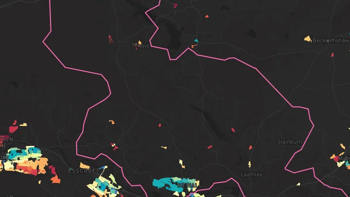 House price heatmap showing property values across Otley