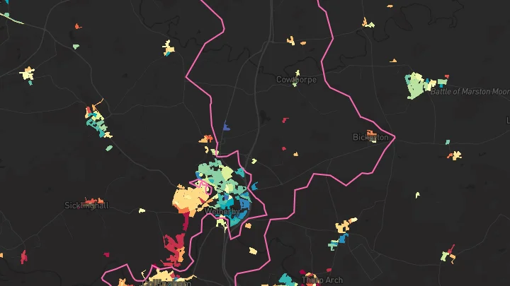 House price heatmap showing property values across Collingham