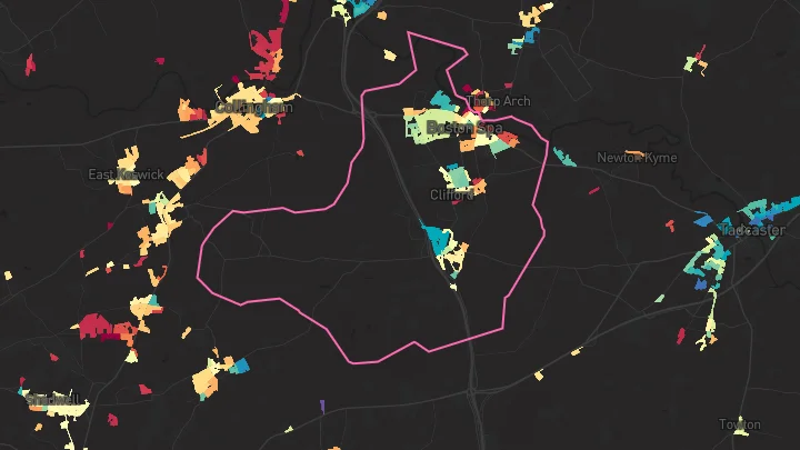 House price heatmap showing property values across Boston Spa