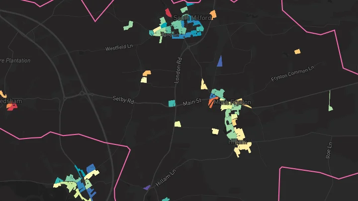 House price heatmap showing property values across South Milford