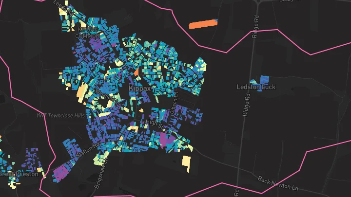 House price heatmap showing property values across Kippax