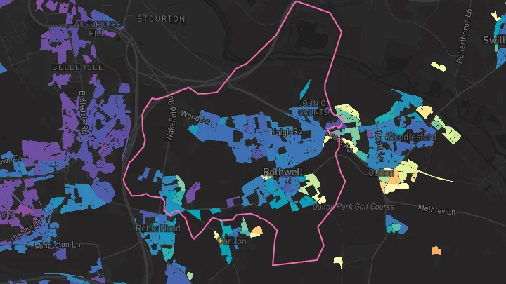 House price heatmap showing property values across Rothwell