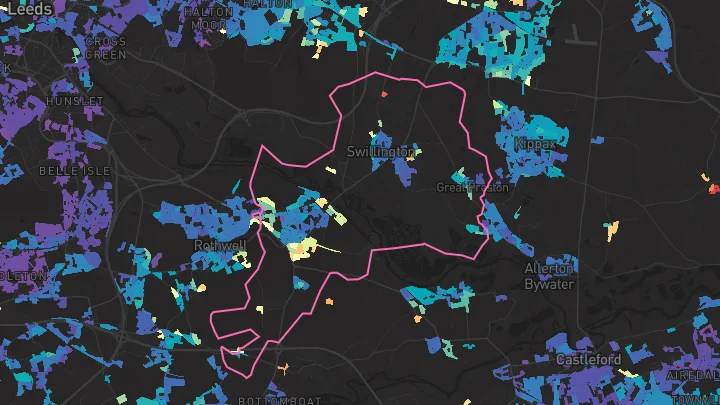 House price heatmap showing property values across Woodlesford