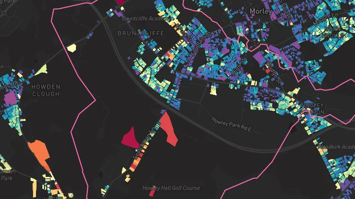 House price heatmap showing property values across Morley