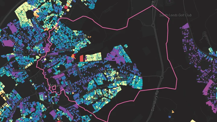 House price heatmap showing property values across Morley
