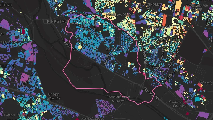 House price heatmap showing property values across Leeds