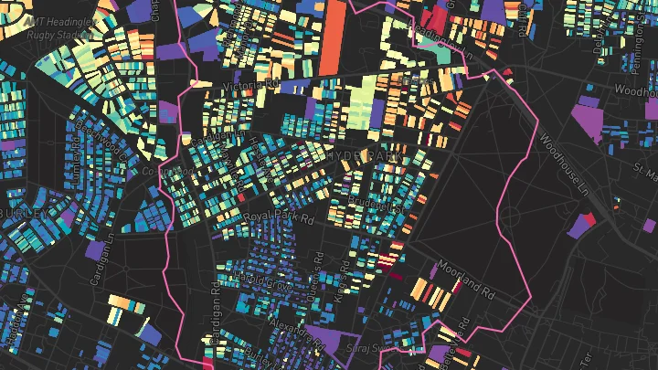House price heatmap showing property values across Leeds