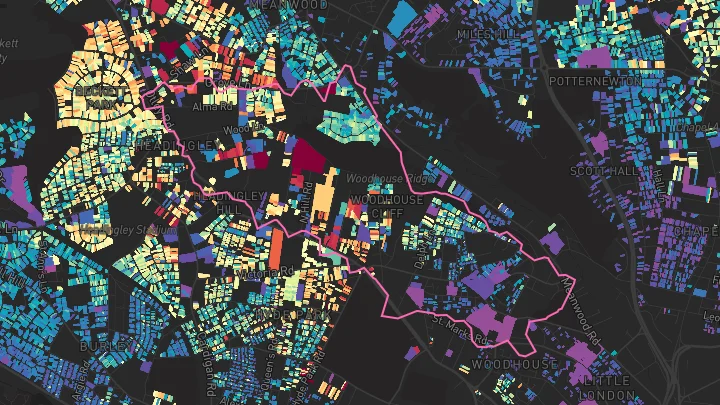 House price heatmap showing property values across Leeds