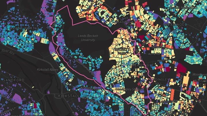 House price heatmap showing property values across Leeds