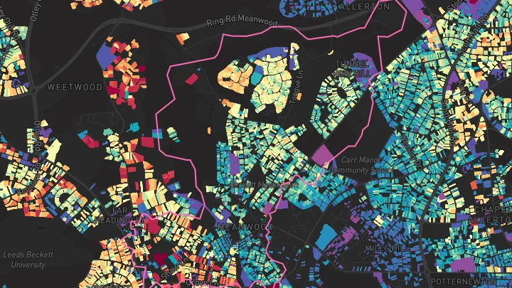 House price heatmap showing property values across Leeds