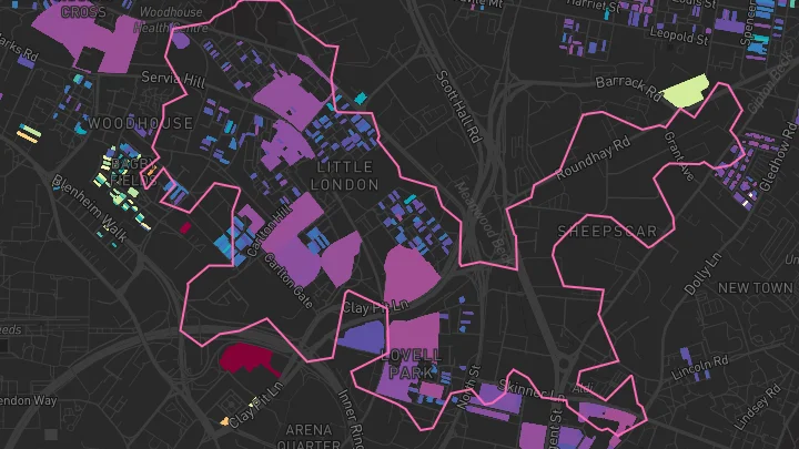 House price heatmap showing property values across Leeds