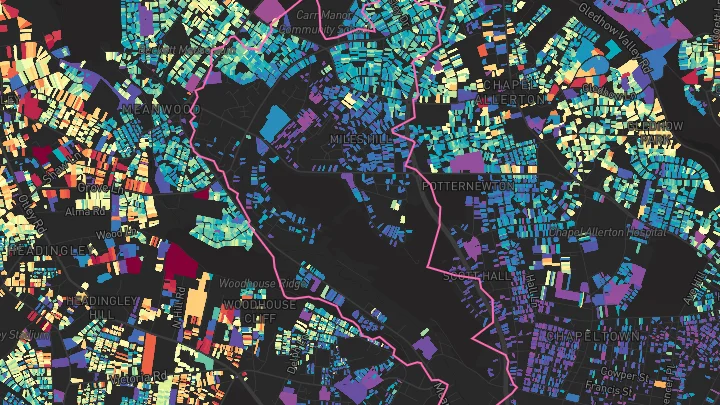 House price heatmap showing property values across Leeds