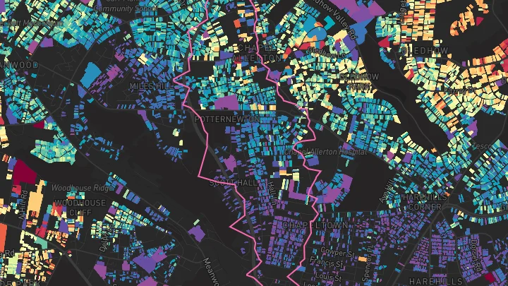 House price heatmap showing property values across Leeds