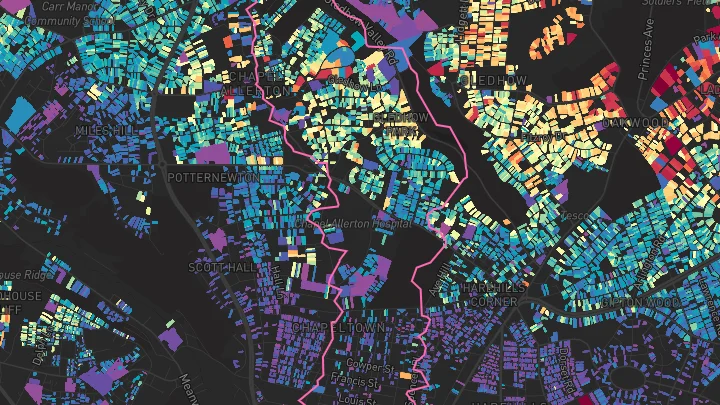 House price heatmap showing property values across Leeds
