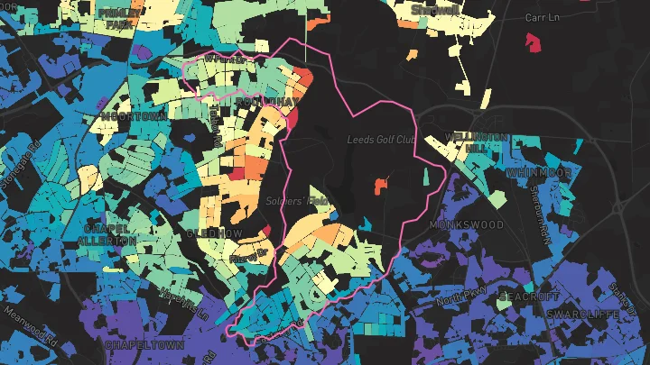 House price heatmap showing property values across Leeds
