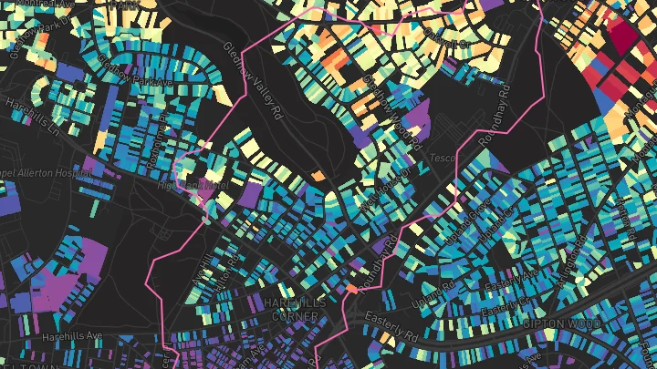 House price heatmap showing property values across Leeds