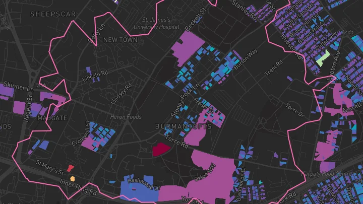 House price heatmap showing property values across Leeds