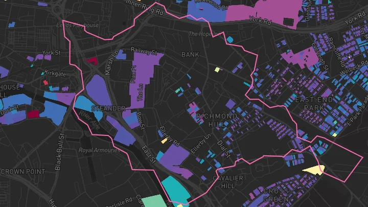 House price heatmap showing property values across Leeds
