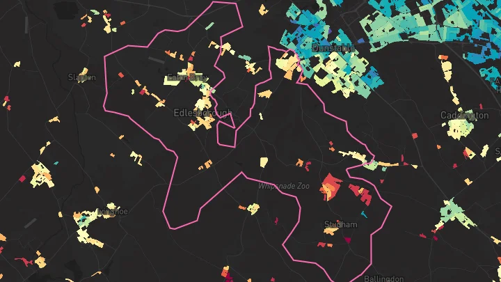 House price heatmap showing property values across Eaton Bray