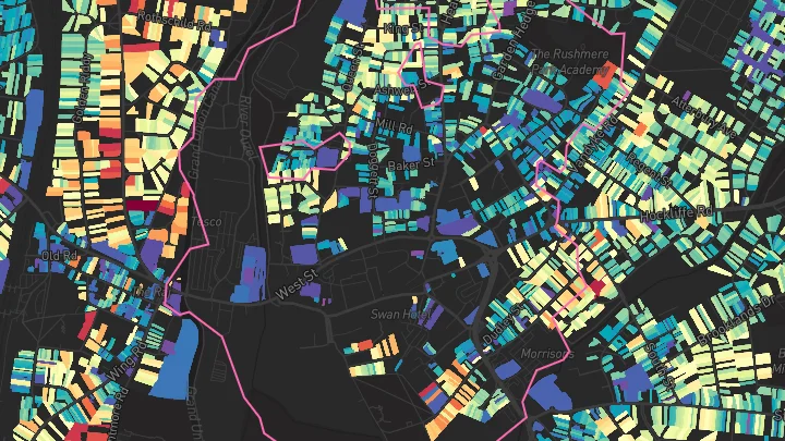 House price heatmap showing property values across Leighton Buzzard