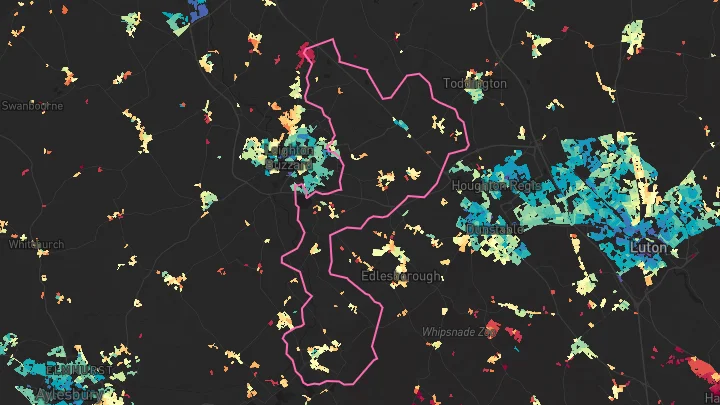 House price heatmap showing property values across Pitstone