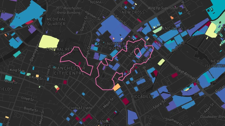 House price heatmap showing property values across Manchester