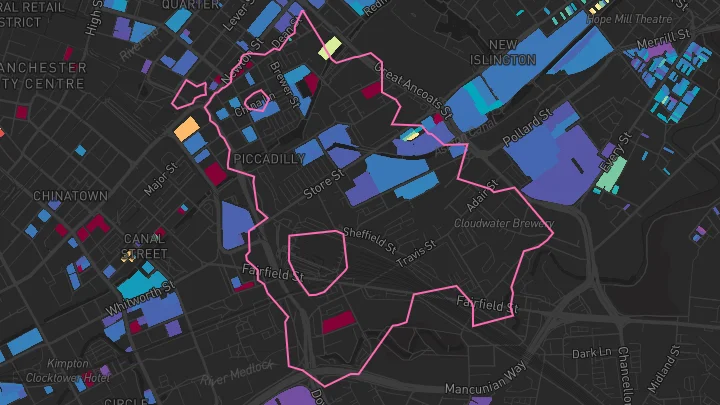 House price heatmap showing property values across Manchester