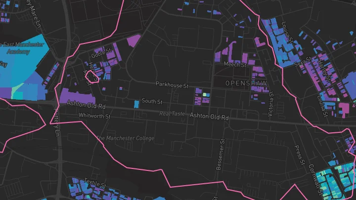 House price heatmap showing property values across Manchester