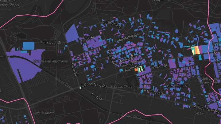 House price heatmap showing property values across Manchester