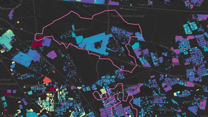 House price heatmap showing property values across Manchester