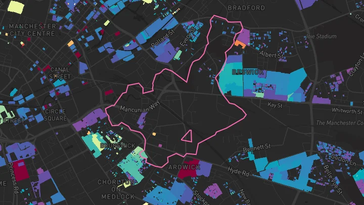 House price heatmap showing property values across Manchester