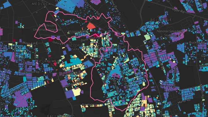 House price heatmap showing property values across Manchester