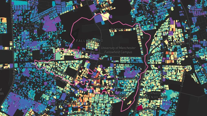 House price heatmap showing property values across Manchester